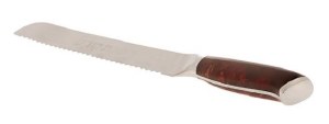 Picture of Challah Knife Steel Serrated Blade Designed Resin Handle Brown 14"